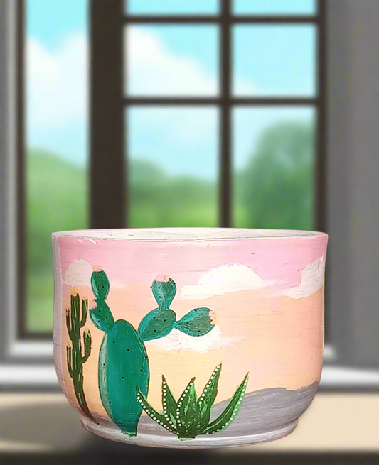 Hand-painted pot___desert plants